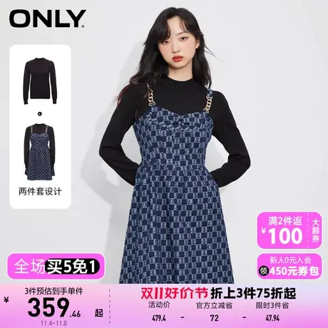 【买5免1】【上新】ONLY奥莱千金风针织吊带牛仔裙套装连衣裙女商品大图