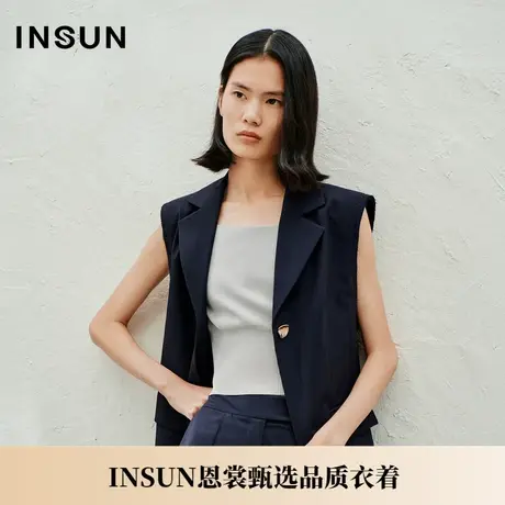 INSUN恩裳夏季宽肩廓形感一粒扣西装马甲商品大图