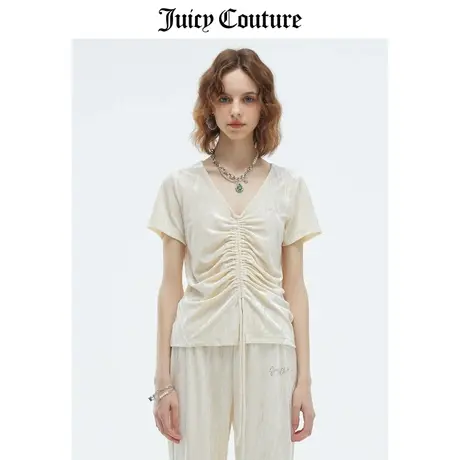 Juicy Couture橘滋春夏新款T恤设计感小众天鹅绒丝绒短袖上衣女商品大图