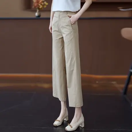 天丝棉九分休闲直筒裤女2025夏季薄款今年流行显瘦职业西装阔腿裤商品大图