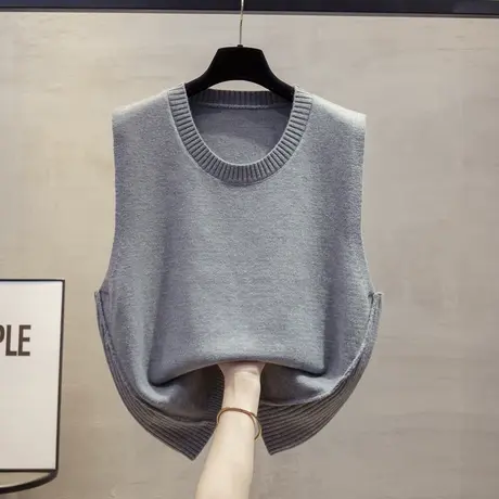 2024秋季设计感圆领马甲针织背心女款外穿休闲时尚毛衣女马夹坎肩图片