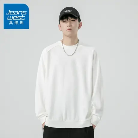 N5真维斯男士圆领卫衣2025秋季新款美式宽松潮流长袖男生春秋上衣商品大图