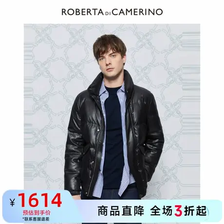 【白鸭绒】ROBERTA诺贝达冬季新品立领时尚休闲短款厚羽绒服男图片