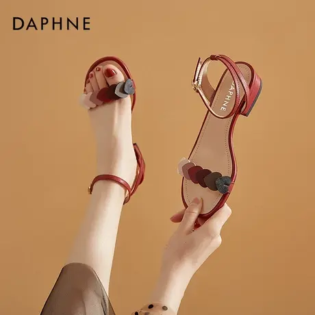 Daphne/达芙妮凉鞋女2021夏季新款专柜平底仙女百搭可爱低跟平底商品大图