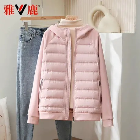 雅鹿2025初春季新款轻薄羽绒服女连帽宽松防风拼接简约百搭外套男商品大图