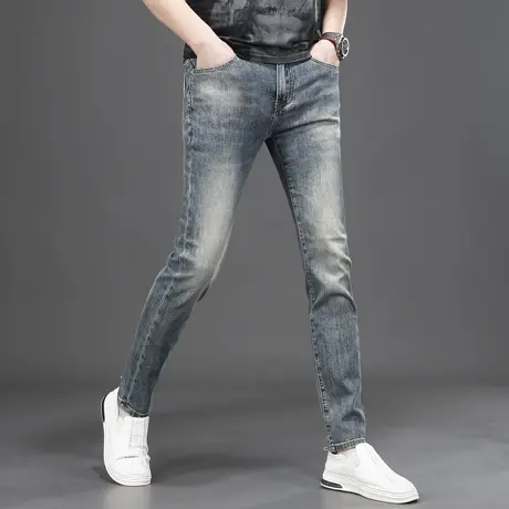 高端牛仔裤男款2025新款潮牌修身小脚弹力百搭潮流夏季男士裤子薄图片