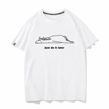 Just do it later  小众趣味打工人t恤男夏宽松短袖女纯棉半袖潮商品大图