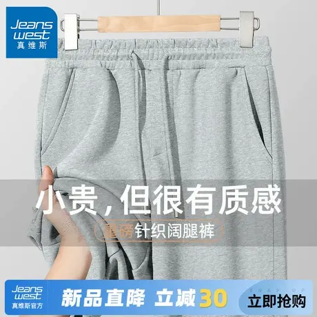 GV真维斯灰色运动裤男2025新款春秋季休闲直筒裤青少年卫裤男款C商品大图