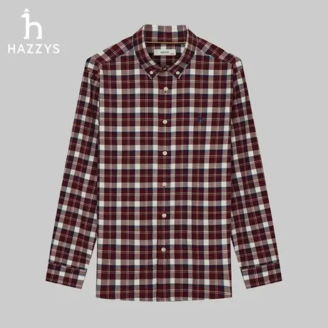 HAZZYS哈吉斯秋季男士长袖休闲格子衬衫上衣男气质通勤衬衣外套潮图片