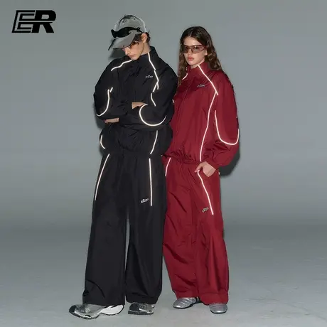 ER反光条机能风运动套装情侣2025秋季新款美式高街潮牌休闲夹克图片