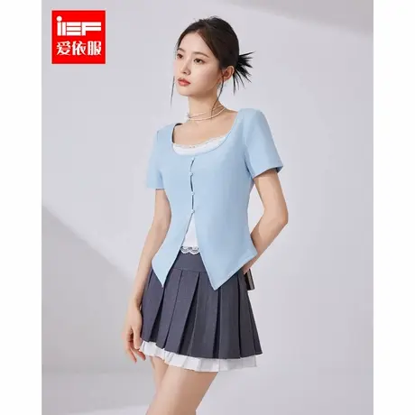 IEF/爱依服2025夏季新款法式甜美淑女气质纯欲风百搭短款修身上衣图片