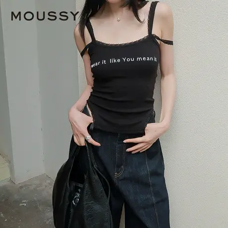 MOUSSY 2025夏季新品甜辣简约字母修身针织吊带衫女028ISA90-1009商品大图
