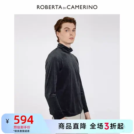ROBERTA诺贝达春季新品商务休闲纯色时尚半高领长袖T恤男图片