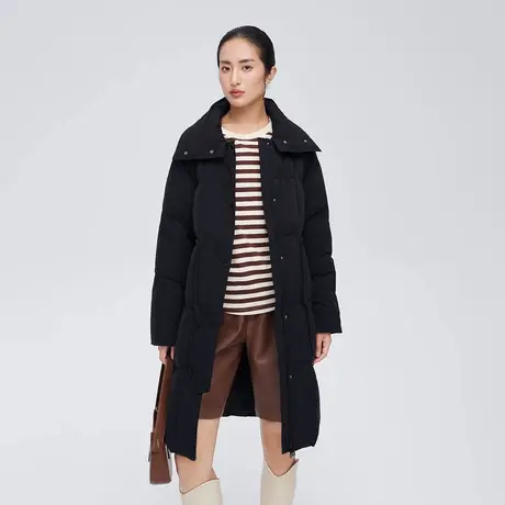 艾莱依冬季新款翻领长款羽绒服女士休闲休闲保暖厚款防风外套1145商品大图