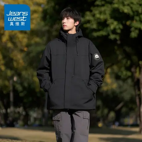 N5真维斯外套男2025秋季新款潮流宽松男士春秋休闲轻户外连帽夹克商品大图