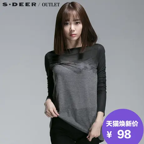 s.deer圣迪奥专柜正品女装休闲写意长袖T裇S14380289图片