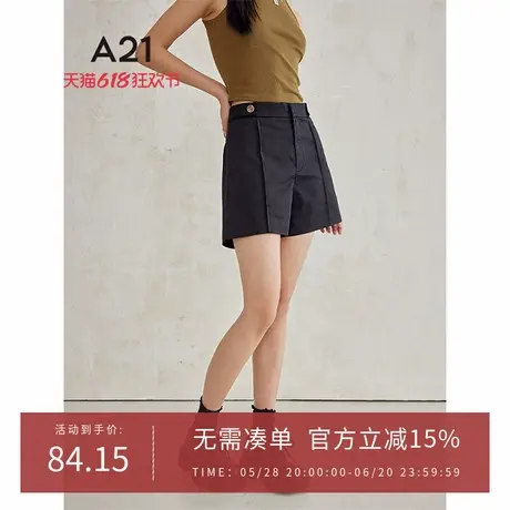 A21女装小直筒梭织短裤休闲简约宽松气质西装三分裤商品大图