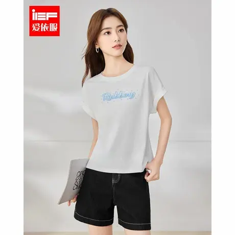 IEF/爱依服短袖上衣2025夏季新款韩版时尚字母印花通勤百搭T恤图片