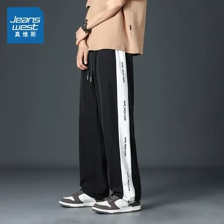 KY真维斯冰丝休闲裤男士夏季薄款宽松大码潮流运动裤子松紧腰长裤商品大图