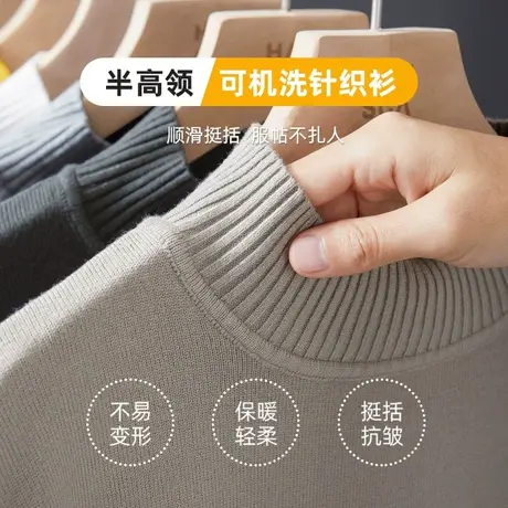 汉斯卡秋冬季半高领毛衣男士软糯中领内搭针织打底线衫男韩版潮流图片