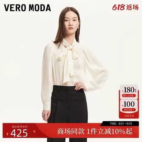 Vero Moda衬衫女2025夏季新款领口蝴蝶结系带设计感衬衫325205046图片