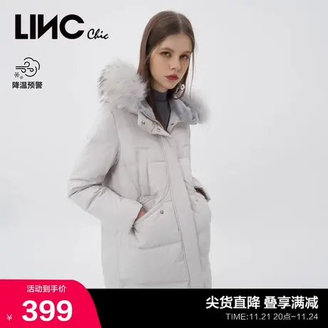 LINCCHIC金羽杰羽绒服女毛领复古中长款羽绒服女冬季外套944330商品大图