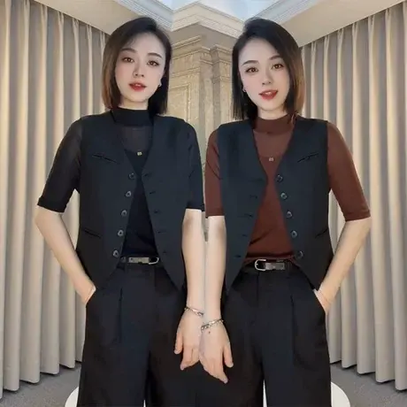 设计感小众无袖马甲女2025秋季新款通勤百搭显瘦显高短款马夹外套商品大图