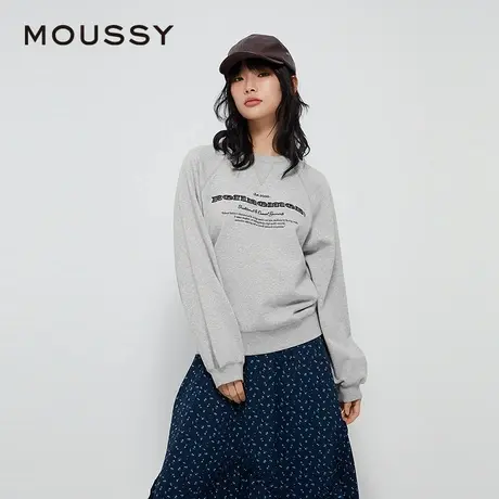 MOUSSY 夏季新品美式字母印花插肩袖圆领卫衣女028HAZ90-1281图片