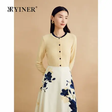 【裸感羊绒】YINER音儿秋季美丽诺羊毛浮雕肌理针织衫商品大图