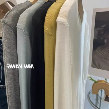 天丝羊毛长袖面膜T恤女春夏薄款软糯亲肤舒适白色内搭打底衫上衣商品大图