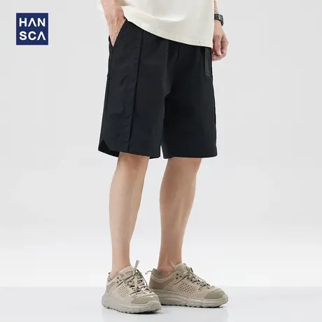 hansca短裤男夏季薄款直筒宽松冰丝速干运动裤潮牌休闲大码五分裤商品大图