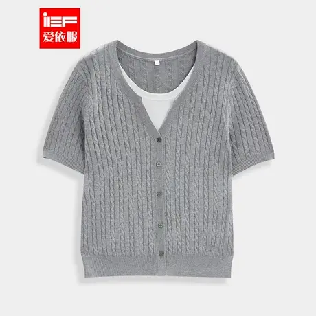 IEF/爱依服2025夏季新款韩版时尚通勤气质假两件设计百搭毛织上衣商品大图