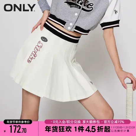 ONLY2023冬季新款休闲百搭字母刺绣百褶短款半身裙女|12311G001商品大图