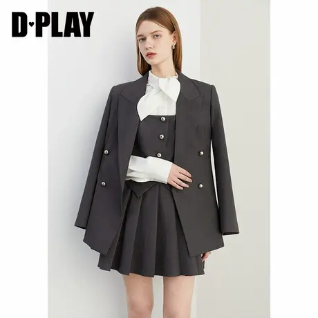 DPLAY2025年春季新款休闲灰色西装女高级感气质西服外套半裙套装商品大图