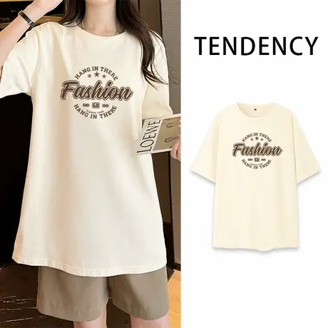 KWV真维斯大版t恤短袖女设计感小众2025新款夏季宽松中长款内搭女图片