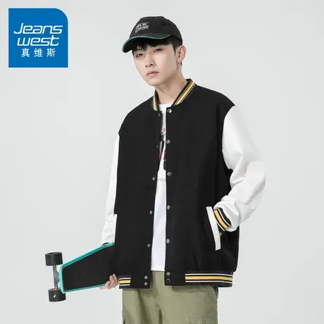 N5真维斯男士棒球服外套2025秋季新款美式宽松男生春秋装开衫卫衣商品大图