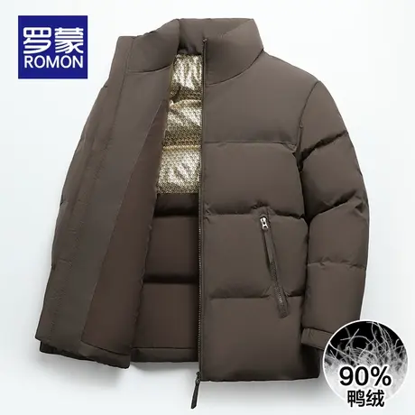 罗蒙立领羽绒服男士2025冬季新款时尚休闲百搭面包服抗寒保暖外套商品大图