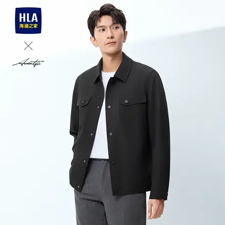 HLA/海澜之家轻商务时尚系列夹克25春秋新纯色肌理翻领工装外套男商品大图