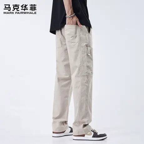 马克华菲休闲裤男士2025新款夏季宽松直筒潮牌工装美式长裤子男X商品大图
