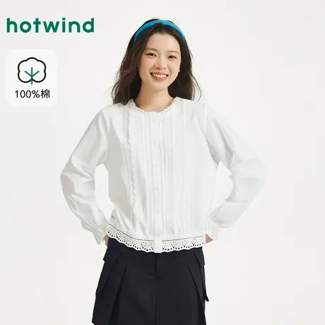 热风2025年秋季新款女士蕾丝花边衬衫图片