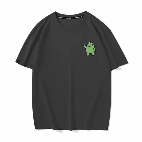 秀洛青蛙的肯定中指孤寡单身夏季短袖T恤男女同款情侣装衣服纯棉商品大图