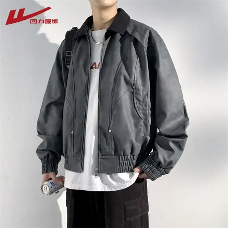 回力皮衣外套男春秋季2025新款美式复古机车服高级感痞帅夹克男款商品大图