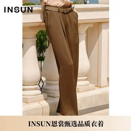 INSUN恩裳量感褶裥三醋酸莱赛尔随性阔腿裤商品大图
