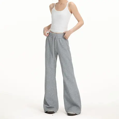 美式高腰微喇运动卫裤女夏季2025新款宽松bf慵懒风拖地休闲长裤图片