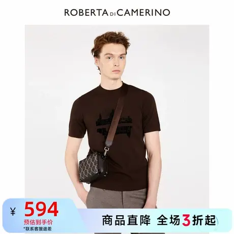 ROBERTA诺贝达夏季新品商务休闲时尚印花圆领短袖毛衫短袖T恤男图片
