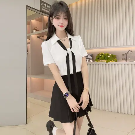 乡美媚2025新款法式复古高级感衬衫小众港味短袖衬衣女图片