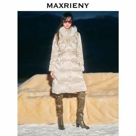 【时髦暖冬-商场同款】MAXRIENY精致日常感醋纤收腰羽绒服中长款商品大图