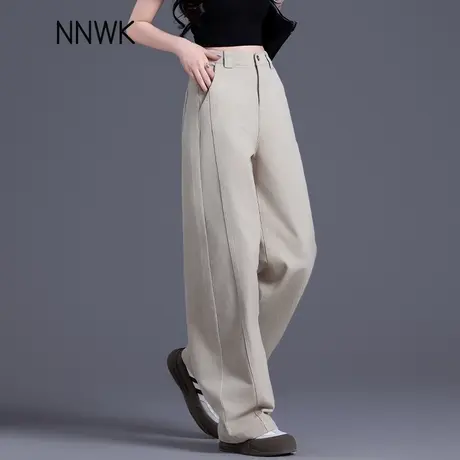 灰色阔腿牛仔裤女2025新款夏季裤子今年流行梧桐裤高级感直筒长裤商品大图