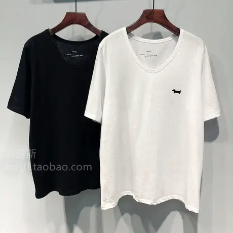 2025夏装 韩国ulzzang新款烫钻小狗漏锁骨宽松显瘦U领短袖T恤女图片