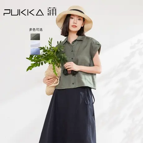 蒲PUKKA 短袖衬衫女2025夏季新款简约通勤设计感短款衬衣商品大图